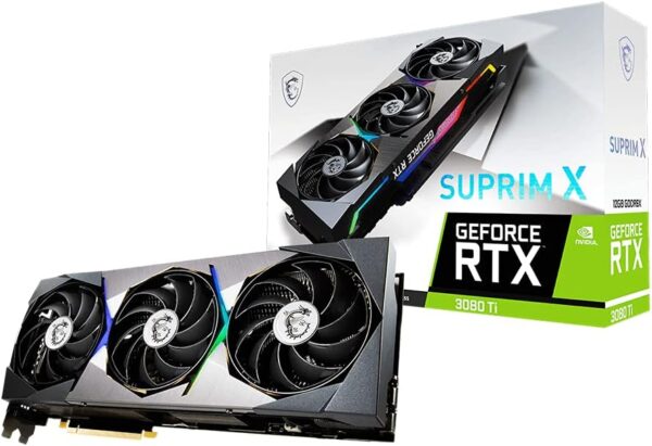 Tarjeta Gráfica MSI GeForce RTX 3080 Ti SUPRIM X 12G Tarjeta gráfica para Juegos - 12GB GDDR6X, 1845 MHz, PCI Express Gen 4, 384 bits, 3X DP v 1.4a, HDMI 2.1 (Compatible con 4K)