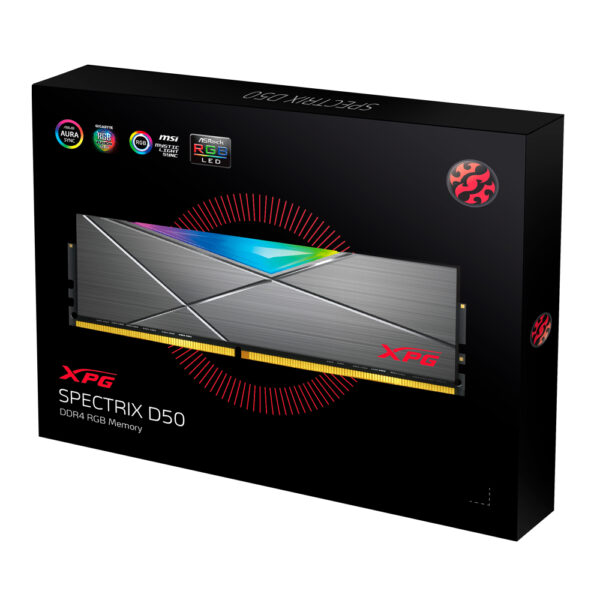 MEMORIA RAM ADATA D50 DDR4 8GB 3600 PLATA RGB AX4U36008G18I-ST50 - Image 2